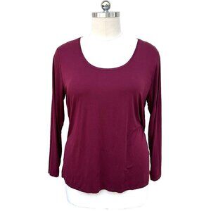 TikTik - Women's Red Long Sleeve Scoop Neck Stretchy Tee Shirt 3XL